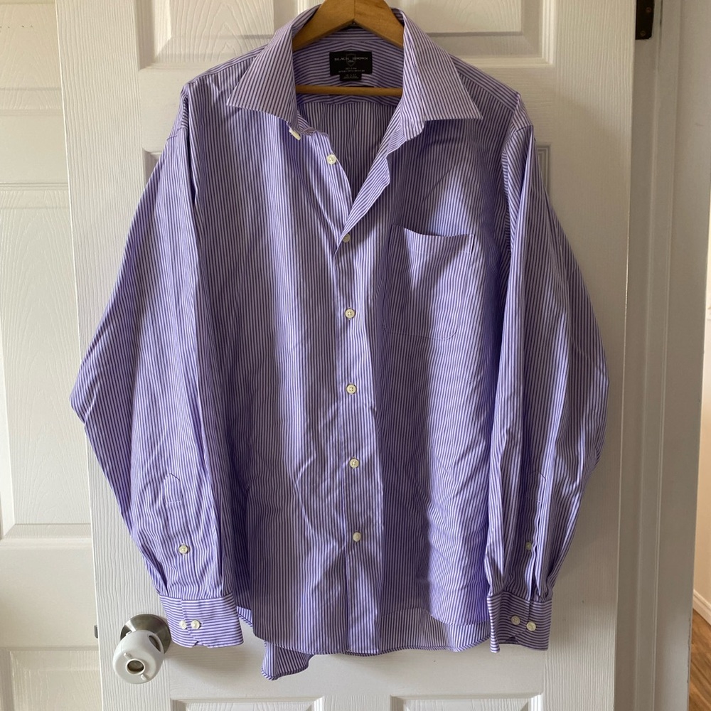Black Brown 1986 Purple Pin stripped Classic Fit Button Down Dress Shirt